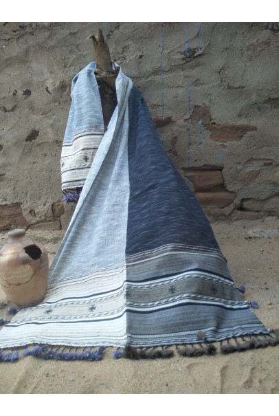 Kutch hand weaving Cotton Stole - Light and Dark blue Kutch hand weaving Cotton Stole - Light and Dark blue